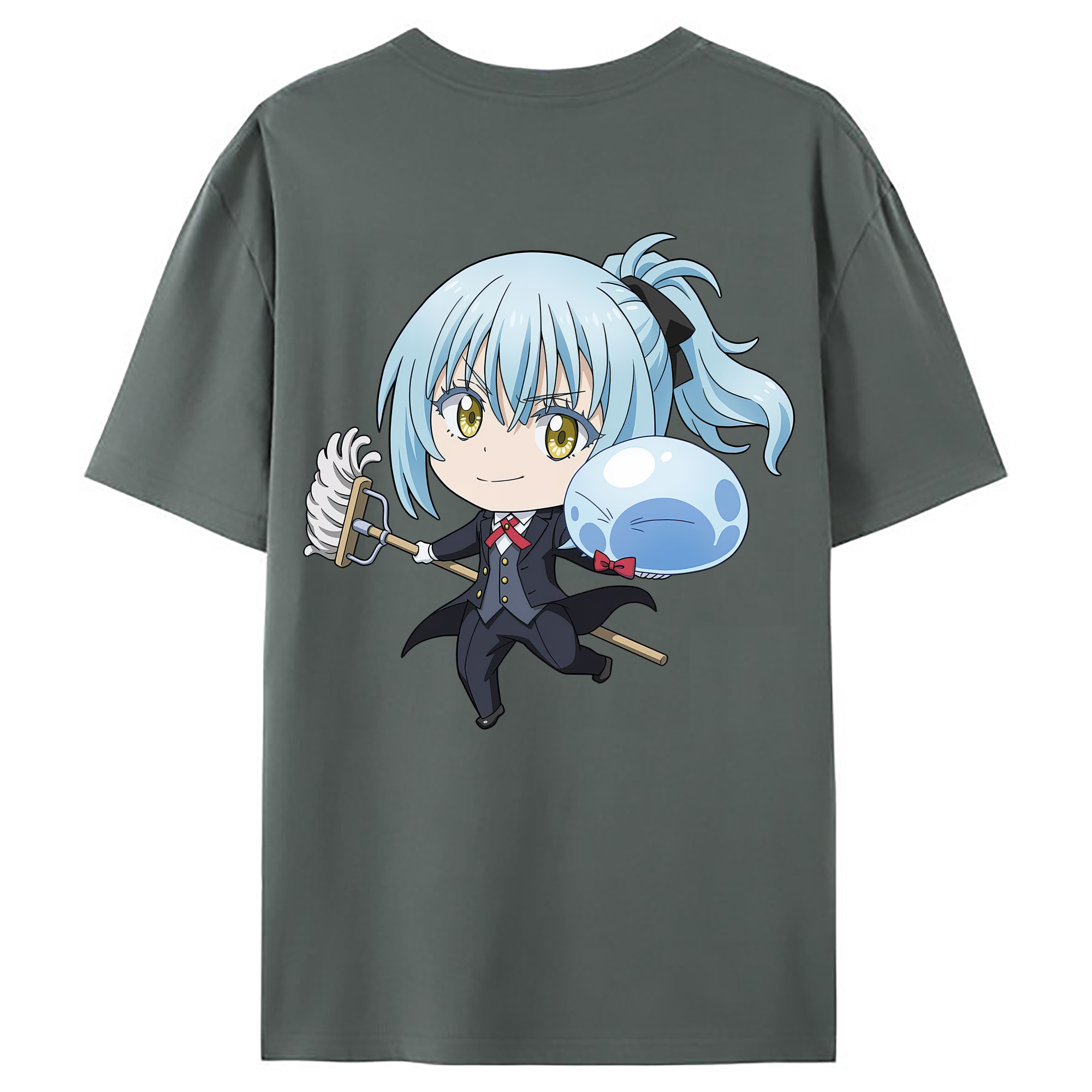 （画像用） 転スラ Regarding Reincarnated to Slime 綿100％ メンズ半袖Tシャツ（バックプリント） 通気性